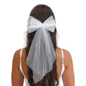 Vit Hårrosett med Pärlor