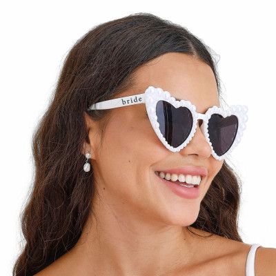 Vita Solglasögon Bride Hjärtformade - One size
