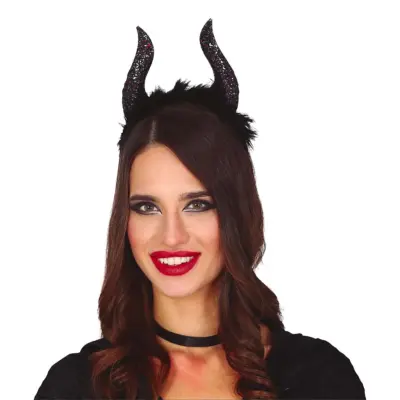 Diadem med Glittrande Horn Svart - One size