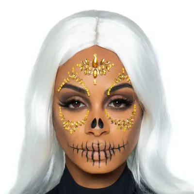Face Jewels Sugar Skull Guld Deluxe