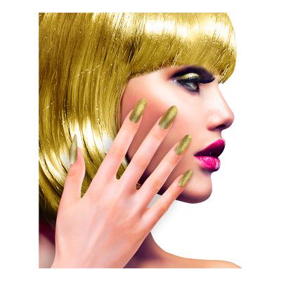 Lösnaglar Glitter Guld - 12-pack