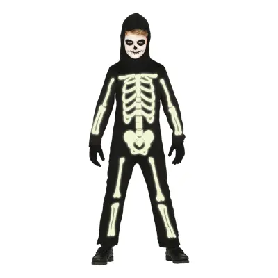 Självlysande Skelett Barn Maskeraddräkt - Medium