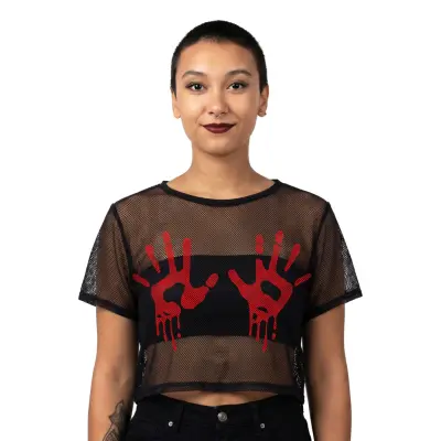 T-shirt i Mesh Blodiga Händer Dam - One size