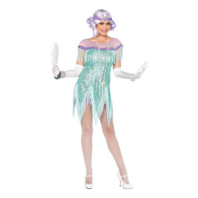 20-tals Foxtrotklänning Havsblå Deluxe Maskeraddräkt - Small