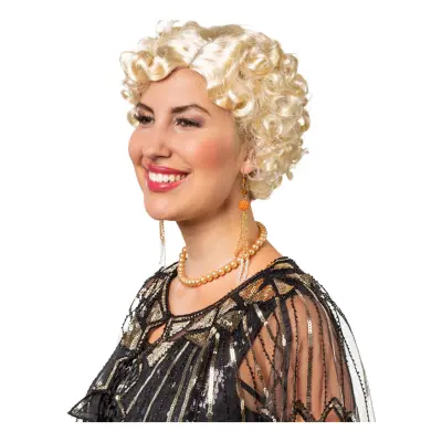 20-tals Lockig Blond Kort Peruk - One size