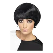 60-tals Kort Svart Peruk