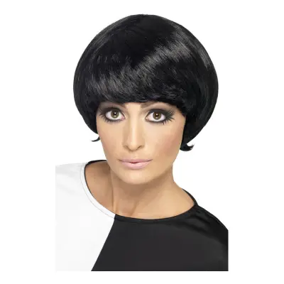 60-tals Kort Svart Peruk