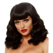 60-tals Svart Lockig Deluxe Peruk - One size