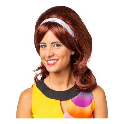 70-tals Brun Peruk med Hårband - One size