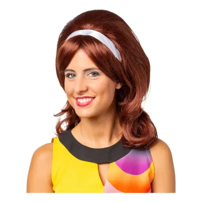 70-tals Brun Peruk med Hårband - One size