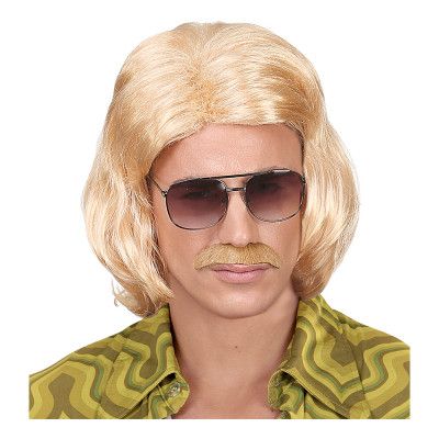 70-tals Dandy Blond Perukset med Mustasch