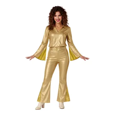 70-tals Disco Dam Guld Maskeraddräkt - Small