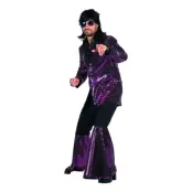 70-tals Disco Kostym Lila Maskeraddräkt Deluxe - Large