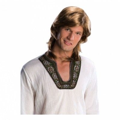 70-tals Man Brun Peruk - One size