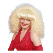 80-tals Blond Peruk med Lockar - One size