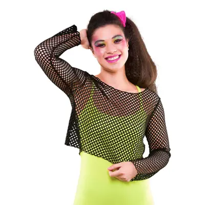 80-tals Fisknätströja Kort Svart - One size