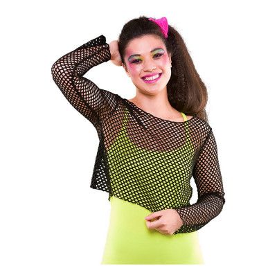 80-tals Fisknätströja Kort Svart - Plus size