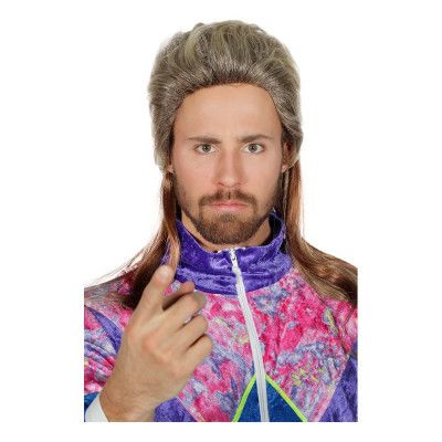 80-tals Hockeyfrilla Blond/Brun Peruk - One size