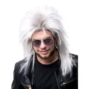 80-tals Rockare Vit Peruk - One size