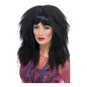 80-tals Svart Krusad Peruk - One size
