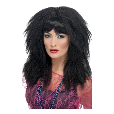80-tals Svart Krusad Peruk - One size