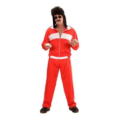 80-tals Träningsoverall Röd Maskeraddräkt - Large