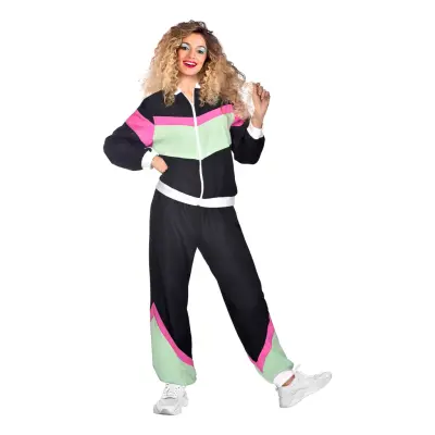 80-tals Träningsoverall Svart Maskeraddräkt - Medium