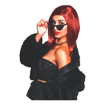 90-tals Glamour Röd Peruk - One size