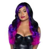 Allure Svart/Lila Deluxe Peruk - One size