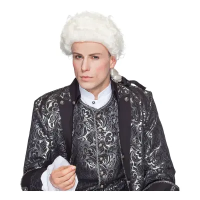 Amadeus Peruk Vit med Hästsvans - One size