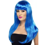 Babe Peruk Lång Med Lugg Blå