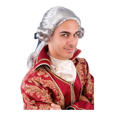 Barock Peruk Grå med Fläta - One size