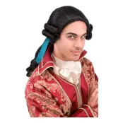 Barock Peruk Svart med Fläta - One size