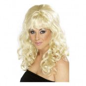 Beehive Blond Lockig Peruk - One size