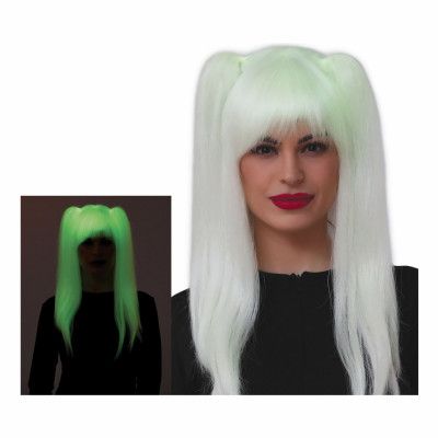 Blond UV Neon Peruk med Tofsar - One size