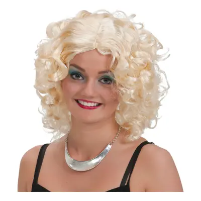 Blond Lockig Kort Peruk