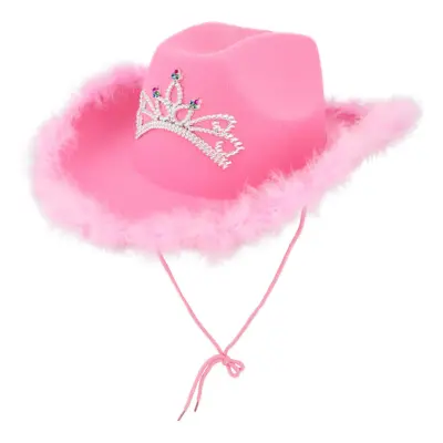 Cowboyhatt Rosa med Tiara - One size