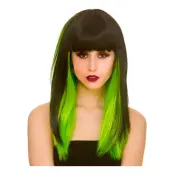 Dark Fantasy Svart/Grön Peruk - One size