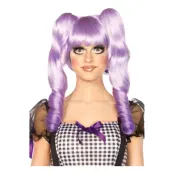 Docka Lila Deluxe Peruk med Avtagbara Tofsar - One size