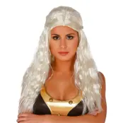 Drakdrottning Vit Lång Peruk - One size