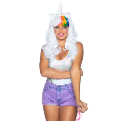 Enhörning Peruk Vit inkl. Svans