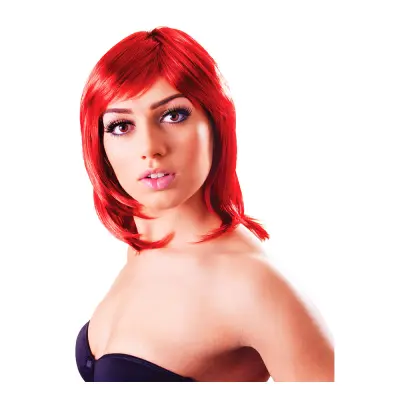 Glamour Uppklippt Röd Peruk