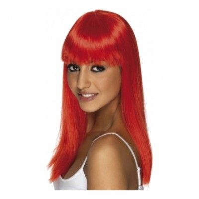 Glamourama Neonröd Peruk - One size