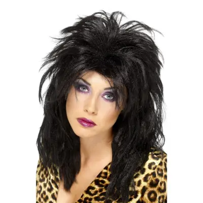 Glamrockare Svart Peruk - One size