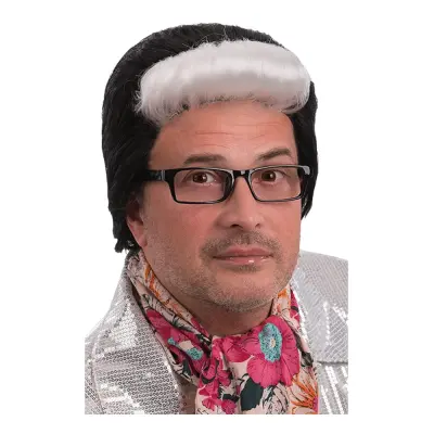 Svart/Vit Peruk Man - One size