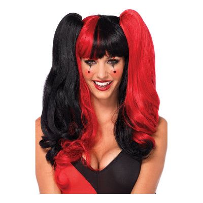 Harlequin Deluxe Peruk med Avtagbara Tofsar