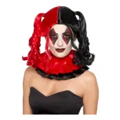 Harlequin Svart/Röd Peruk med Tofsar - One size