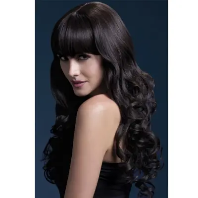 Isabelle Peruk Mjuka Lockar Mörkbrun 66cm