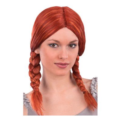 Kopparfärgad Peruk med Flätor - One size