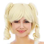 Kort Blond Peruk med Avtagbara Tofsar - One size